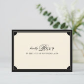Cartons Réponse Code QR de mariage argent d'autrefois noir et ivoi (Debout devant)