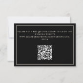 Cartons Réponse Code QR de mariage argent d'autrefois noir et ivoi (Dos)
