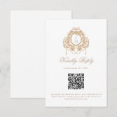 Cartons Réponse Code QR de mariage au monogramme de rose rococo fr (Devant / Derrière)