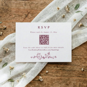Cartons Réponse Code QR de mariage au vin rouge foncé victorien vi