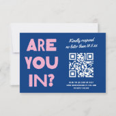 Cartons Réponse Code QR de mariage audacieux et moderne de couleur (Devant)