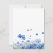 Cartons Réponse Code QR de mariage aux fleurs sauvages bleu doux C (Dos)