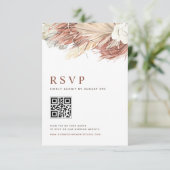 Cartons Réponse Code QR de mariage aux orchidées Boho et feuilles  (Debout devant)