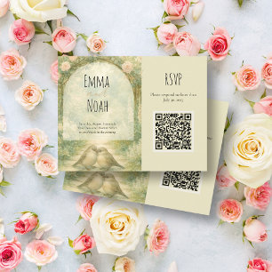 Cartons Réponse Code QR de mariage aux roses roses anglaises de st