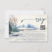 Cartons Réponse Code QR de mariage avec paysage d'hiver rustique e (Devant)