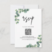 Cartons Réponse Code QR de mariage avec verdure d'eucalyptus rusti (Devant)