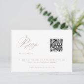 Cartons Réponse Code QR de mariage Beige Chinoiserie (Debout devant)