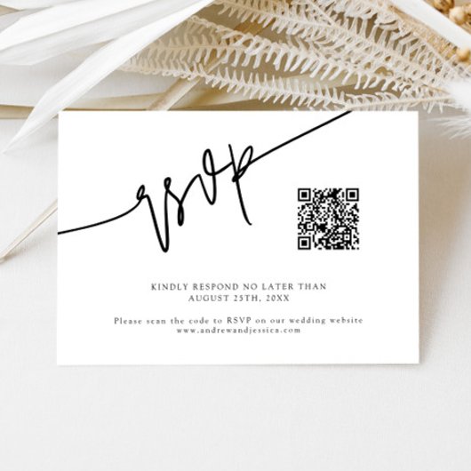 Cartons Réponse Code QR de mariage blanc écriture manuscrite