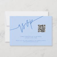 Code QR de mariage bleu givré écriture manuscrite
