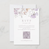 Cartons Réponse Code QR de mariage bohème floral élégant violet (Devant)