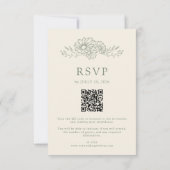 Cartons Réponse Code QR de mariage botanique à la marguerite vert (Dos)