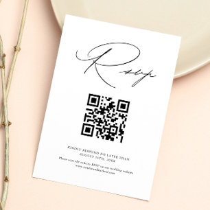 Cartons Réponse Code QR de mariage calligraphié minimaliste modern