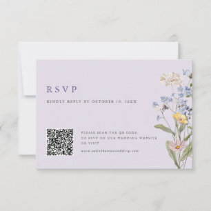 Cartons Réponse Code QR de mariage champ de fleurs sauvages de pri