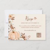Cartons Réponse Code QR de mariage citrouille florale d'automne (Devant)