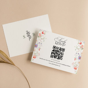 Cartons Réponse Code QR de mariage de jardin floral de printemps a