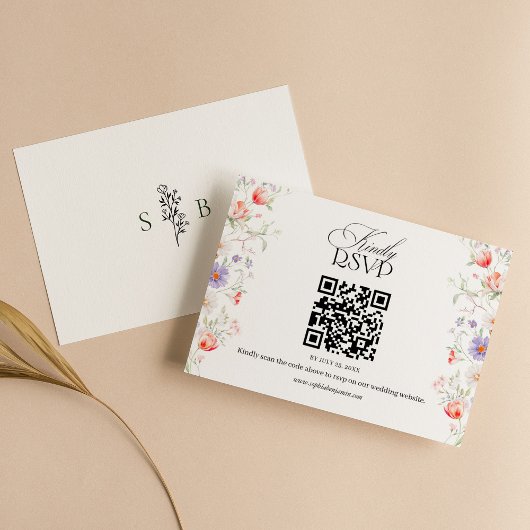 Cartons Réponse Code QR de mariage de jardin floral de printemps a