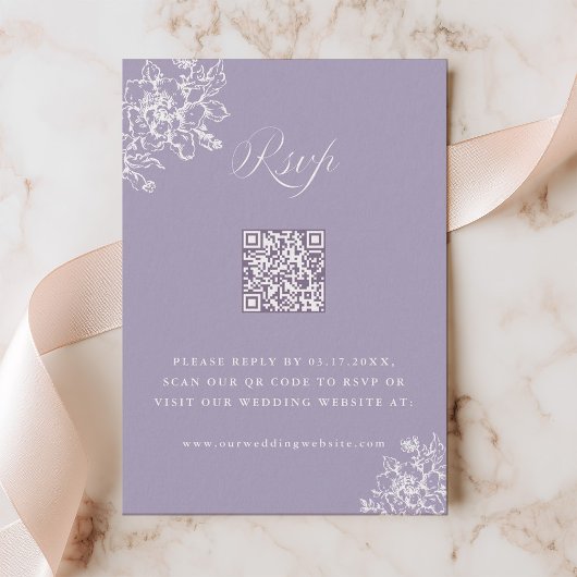 Cartons Réponse Code QR de mariage de jardin Lavande Classic Bloom