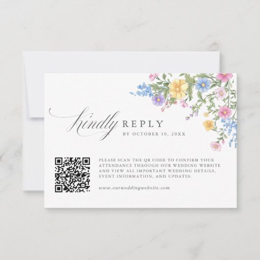 Cartons Réponse Code QR de mariage de jardin printanier orné paste (Devant)