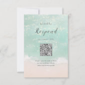 Cartons Réponse Code QR de mariage de plage océanique pétillant Ab (Devant)