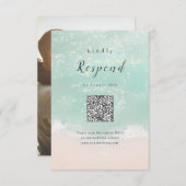 Cartons Réponse Code QR de mariage de plage océanique pétillant Ab (Devant / Derrière)