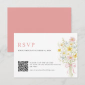 Cartons Réponse Code QR de mariage de prairie de fleurs sauvages p (Devant / Derrière)