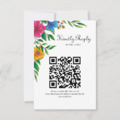 Cartons Réponse Code QR de mariage de printemps-été Fleur Brillant (Devant)