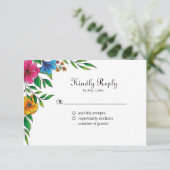 Cartons Réponse Code QR de mariage de printemps-été Fleur Brillant (Debout devant)