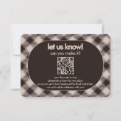 Cartons Réponse Code QR de mariage décontracté à carreaux marron R (Devant)