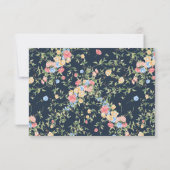 Cartons Réponse Code QR de mariage délicat Boho Wildflower Bleu Nu (Dos)