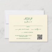 Cartons Réponse Code QR de mariage écrit à la main vert fantaisist (Devant)