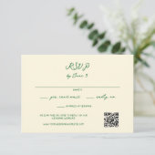 Cartons Réponse Code QR de mariage écrit à la main vert fantaisist (Debout devant)