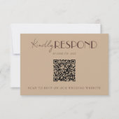 Cartons Réponse Code QR de mariage élégant beige chaud à l'ancienn (Devant)