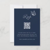 Cartons Réponse Code QR de mariage élégant calligraphié bleu marin (Devant)