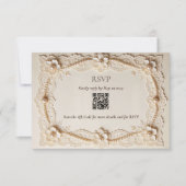 Cartons Réponse Code QR de mariage élégant en dentelle de perles d (Devant)