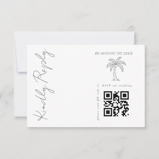 Cartons Réponse Code QR de mariage élégant moderne avec palmier  (Devant)