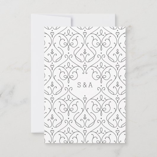 Cartons Réponse Code QR de mariage élégant moderne classique vinta (Dos)