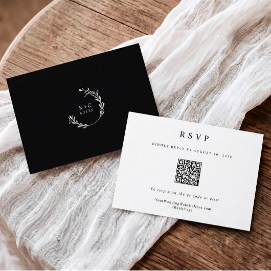Cartons Réponse Code QR de mariage élégant simple classique modern