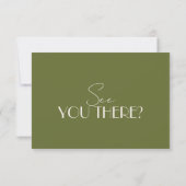 Cartons Réponse Code QR de mariage élégant vert olive à l'ancienne (Dos)