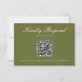 Cartons Réponse Code QR de mariage élégant vert olive d'argent de (Devant)