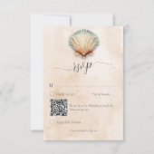 Cartons Réponse Code QR de mariage en sable de coquillages côtiers (Devant)