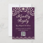 Cartons Réponse code QR de mariage en Talavera Violet Mexicain (Devant)