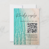 Cartons Réponse Code QR de mariage estival sur la plage océane (Devant)