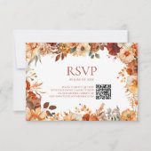 Cartons Réponse Code QR de mariage floral automnal rustique élégan (Devant)