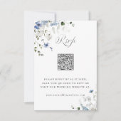Cartons Réponse Code QR de mariage floral bleu blanc vert aquarell (Devant)