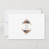 Cartons Réponse Code QR de mariage floral bleu terracotta  (Dos)