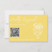 Cartons Réponse Code QR de mariage floral dessiné à la main jaune (Devant)