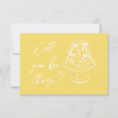 Cartons Réponse Code QR de mariage floral dessiné à la main jaune (Dos)