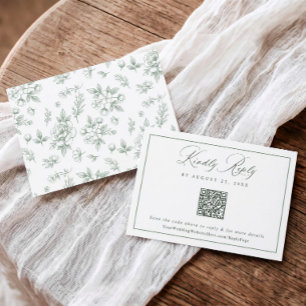 Cartons Réponse Code QR de mariage floral français vintage Sage
