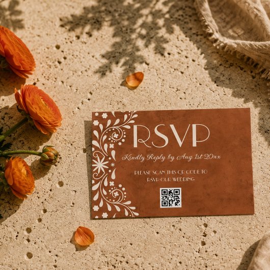 Cartons Réponse code QR de mariage floral mexicain