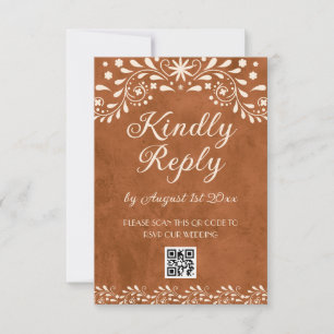 Cartons Réponse code QR de mariage floral mexicain